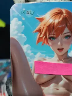 1/1 Only 1 Made Misty Water Beach Pokemon NSFW Topless F/N Lonestar Customs Card - Image 2