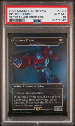 2022 MTG SECRET LAIR DROP FOIL #1081 OPTIMUS PRIME PSA 10 - Image 1