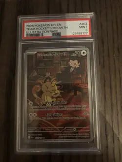 Pokemon TCG PSA 9 Team Rockets Meowth Card 203/182 Destined Rivals Set - Image 1