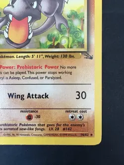 Pokemon TCG Vintage Non Holo Rare Aerodactyl Fossil 16/62 WotC - Image 4