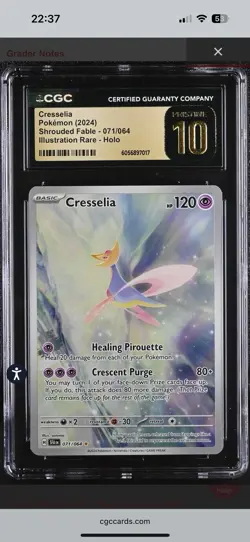 Pokemon 2024 SV Shrouded Fable Cresselia #071/064 CGC 10 Pristine - Image 1