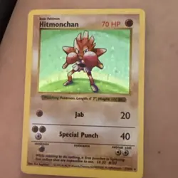 Pokemon TCG Hitmonchan Base Set Holo Unlimited Rare Card 7/102 - Image 1