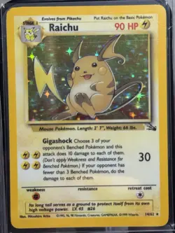 Raichu 14/62 Fossil Unlimited Holo Rare 1999 WOTC Pokemon TCG Card - Image 1