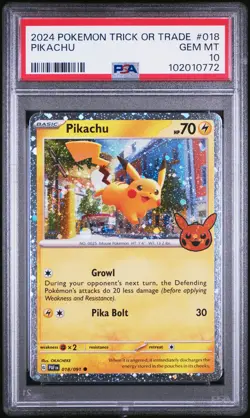 2024 POKEMON TRICK OR TRADE #018 PIKACHU PSA 10 LOW POP #18 - Image 1