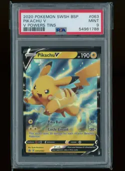 Pikachu V #063 Pokemon 2020 SWSH Black Star Promo V Powers Tins - PSA 9 - Image 1
