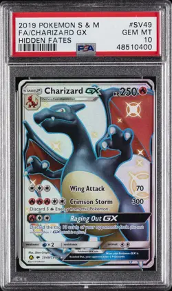 2019 POKEMON SUN & MOON HIDDEN FATES #SV49 FULL ART/CHARIZARD GX PSA 10 - Image 1
