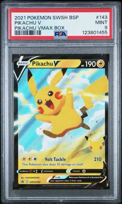 2021 POKEMON SWORD & SHIELD BLACK STAR PROMO #SWSH143 PIKACHU VMAX PSA 9 - Image 1