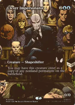 MTG Clever Impersonator (Borderless) Normal NM Marvel Eternal-Legal Magic - Image 1