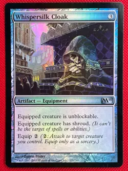 MTG Foil 1X Whispersilk Cloak X1 Core Set 2011 (M11) Magic - LP/MP - Image 1