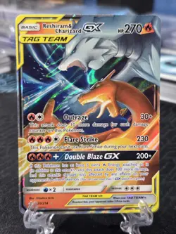 Pokemon TCG Reshiram Charizard GX 20/214 Tag Team Unbroken Bonds Holo MINT - Image 1