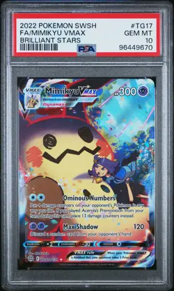 2022 POKEMON SWORD & SHIELD BRILLIANT STARS #TG17 FULL ART/MIMIKYU VMAX PSA 10 - Image 1