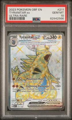 2023 POKEMON OBF EN-OBSIDIAN FLAMES ULTRA RARE #211 TYRANITAR EX PSA 10 - Image 1