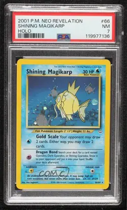 Shining Magikarp Holo Pokemon Neo Revelation PSA 7 2001 - Image 1