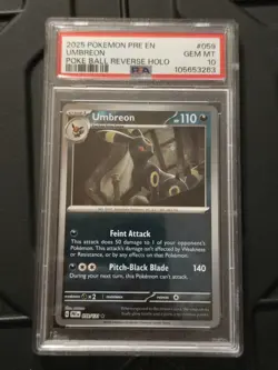 2025 POKEMON PRE EN-PRISMATIC EVOLUTIONS POKE BALL REVERSE HOLO UMBREON PSA 10 - Image 1
