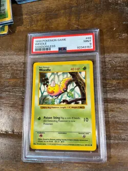 1999 Pokemon Game Base WEEDLE SHADOWLESS #69 PSA 9 Mint RARE - Image 1