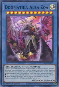 Yu-Gi-Oh Card - PHHY-EN031 - DOGMATIKA ALBA ZOA (super rare holo) - NM/Mint - Image 1