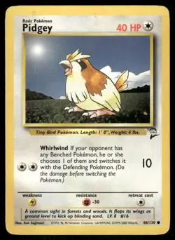 Pidgey 86/130 Base Set 2 Pokemon TCG trading card - Image 1