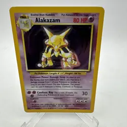 Pokemon TCG Alakazam Base Set Holo Card 1/102 Unlimited Holo Rare, LP/MP - Image 1