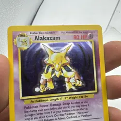 Pokemon TCG Alakazam Base Set Holo Card 1/102 Unlimited Holo Rare, LP/MP - Image 2