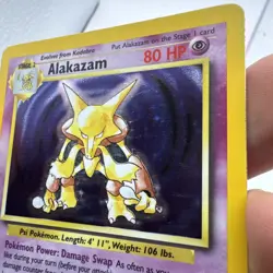 Pokemon TCG Alakazam Base Set Holo Card 1/102 Unlimited Holo Rare, LP/MP - Image 3