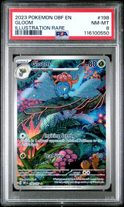 2023 POKEMON OBF EN-OBSIDIAN FLAMES ILLUSTRATION RARE #198 GLOOM PSA 8 - Image 1