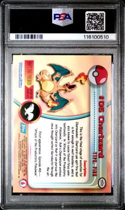 1999 TOPPS POKEMON TV RAINBOW FOIL #6 CHARIZARD PSA 8 - Image 2