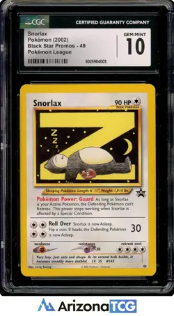 Pokemon 2002 Snorlax #49 Pokemon League Promo Black Star Promo GEM MINT CGC 10 - Image 1