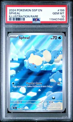 2024 POKEMON SSP EN-SURGING SPARKS ILLUSTRATION RARE #199 SPHEAL PSA 10 - Image 1