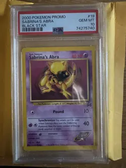 PSA 10 - 2000 Pokemon Promo - Sabrina’s Abra - #19 - Black Star Promo - GEM MINT - Image 1
