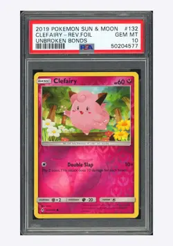 Pokemon PSA10 Clefairy Reverse Foil 2019 199/165 Unbroken Bonds English - Image 1