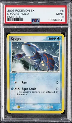 2005 POKEMON EX EMERALD #6 KYOGRE-HOLO PSA 9 - Image 1