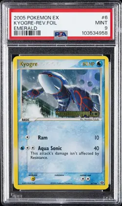 2005 POKEMON EX EMERALD #6 KYOGRE-REVERSE FOIL PSA 9 - Image 1