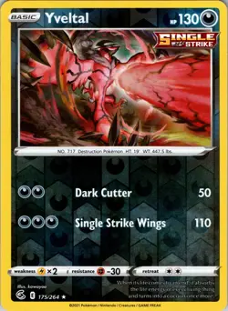 YVELTAL 175/264 FUSION STRIKE POKEMON (REVERSE HOLO, NM) - Image 1