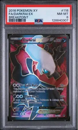 PSA 8 DARKRAI 2016 POKEMON XY FA/DARKRAI EX BREAKPOINT 118/122 PSA 8 - Image 1