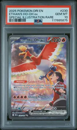 2025 POKEMON DRI EN-DESTINED RIVALS #230 ETHAN'S HO-OH EX PSA 10 - Image 1