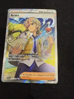 Pokemon TCG Scarlet & Violet Arven Trainer Full Art Ultra Rare Holo Card 235/198 - Image 1
