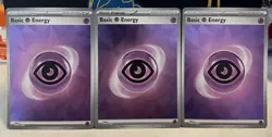 (Set of 3) Pokemon TCG Basic Purple Phychic Holo Holographic Energy Card #013 - Image 1