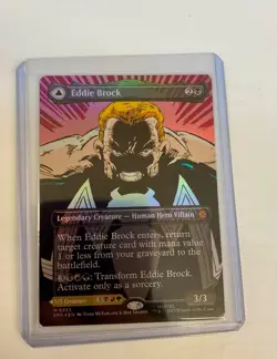 Foil Eddie Brock Venom Lethal Protect MTG Marvel's Spider-Man M 0233 in hand - Image 1
