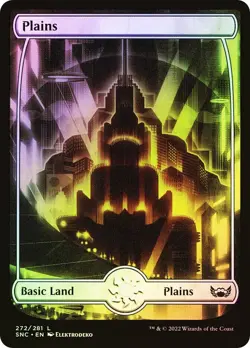 1x NM Foil Full Art Plains (#272) Streets of New Capenna MTG pack fresh - Image 1