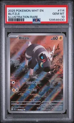 PSA 10 BLITZLE #114 ENGLISH 2025 POKEMON ILLUSTRATION RARE GEM MINT WHITE FLARE - Image 1