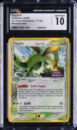 2006 POKEMON EX HOLON PHANTOMS - REVERSE HOLO #7/110 FLYGON CGC 10 GEM MINT - Image 1