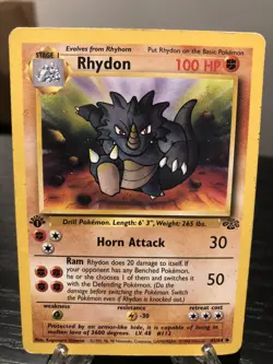 Pokemon TCG Rhydon Jungle 45/64 Regular 1st Edition Uncommon LP - Image 1