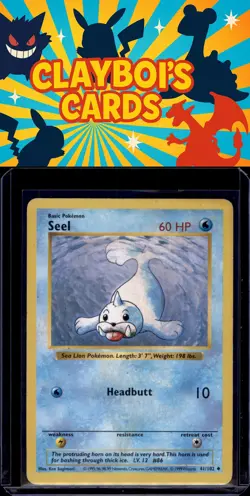Seel Base Set (Shadowless) Pokemon 041/102 Uncommon Moderately played - Image 1