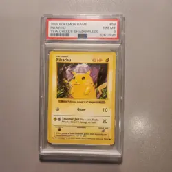 1999 Pokemon Pikachu Shadowless Yellow Cheek Base Set PSA 8 NM-MT - Image 1