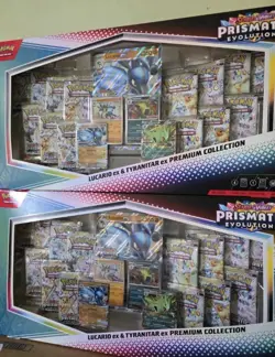 2 PACK! Pokemon Lucario Ex & Tyranitar Ex Premium Collection in hand! - Image 1