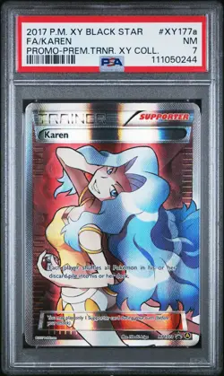 2017 POKEMON XY BLACK STAR PROMO PREM TRAINER XY COLL FULL ART/KAREN PSA 7 - Image 1