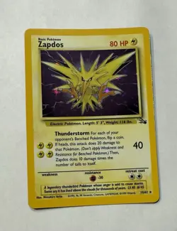 Zapdos 15/62 Fossil Rare Holo Pokemon Card NM Vintage WOTC - Near Mint - Image 3