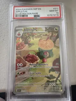 2024 POKEMON SSP EN-SURGING SPARKS ILLUSTRATION RARE #211 APPLETUN PSA 10 - Image 1