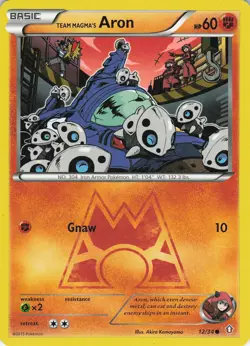 Team Magma's Aron 12/34 Double Crisis Common Normal MP Pokemon TCG - Image 1