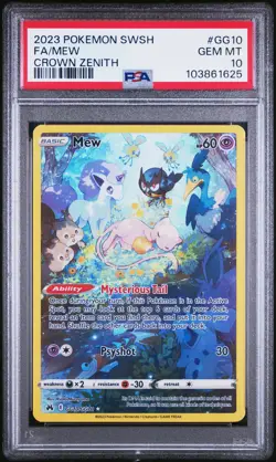 2023 POKEMON SWORD & SHIELD CROWN ZENITH #GG10 FULL ART/MEW PSA 10 - Image 1